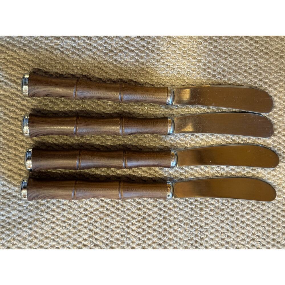 Cambridge - set of 4 -  Faux Bamboo  Stainless Steel  Butter Knives